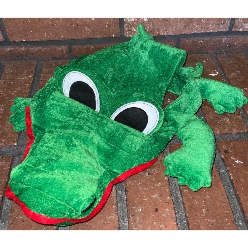 Plush Alligator Crocodile Costume Hat Green Animal Headpiece Halloween Cosplay